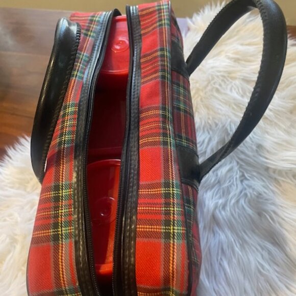 Vintage Aladdin Picnic Set Of 2 Thermos Bottles & Lunch Box Red Plaid Tote Bag - Picture 2 of 6